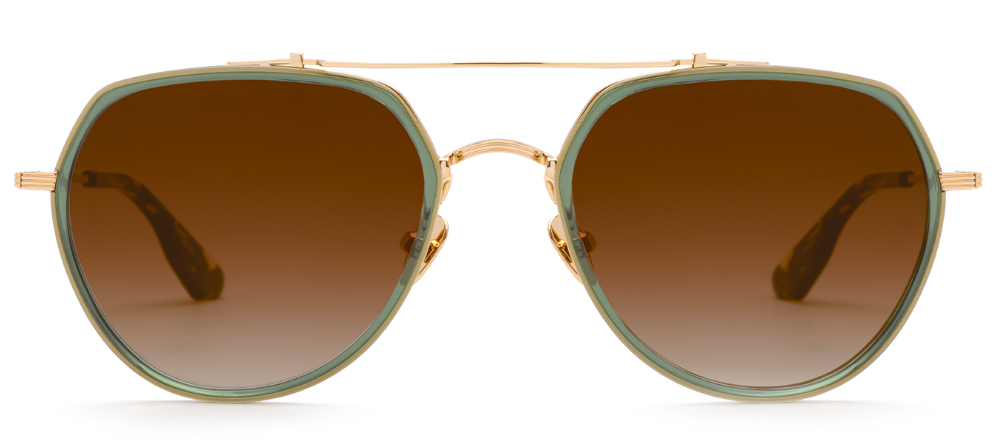 Alexander Daas - Krewe Baker Sunglasses - 18K Bottle Green Zulu - Amber Gradient - Front View