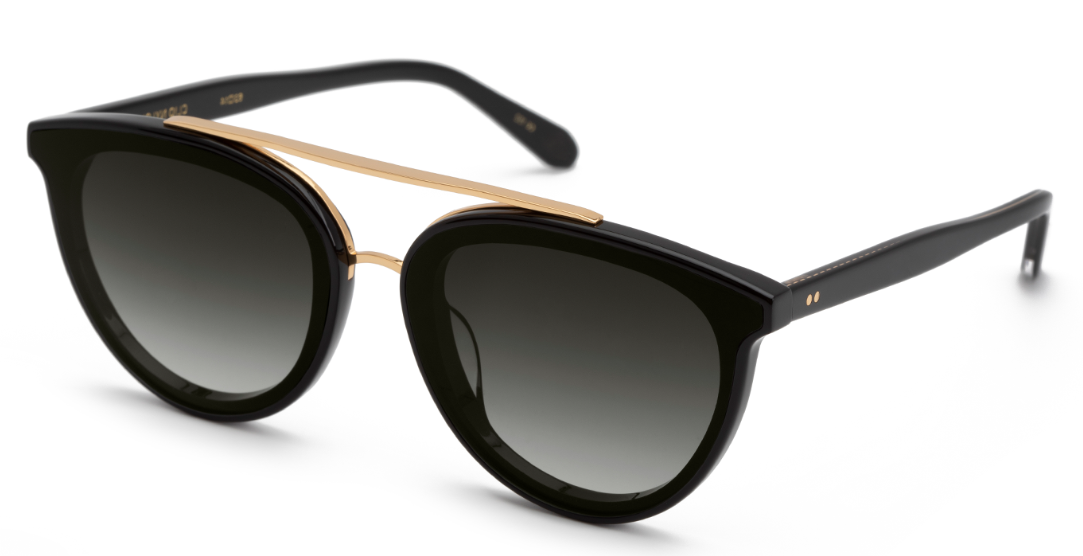 Alexander Daas - Krewe Clio Nylon Sunglasses - Black + Show 24k - Grey Gradient - Side View