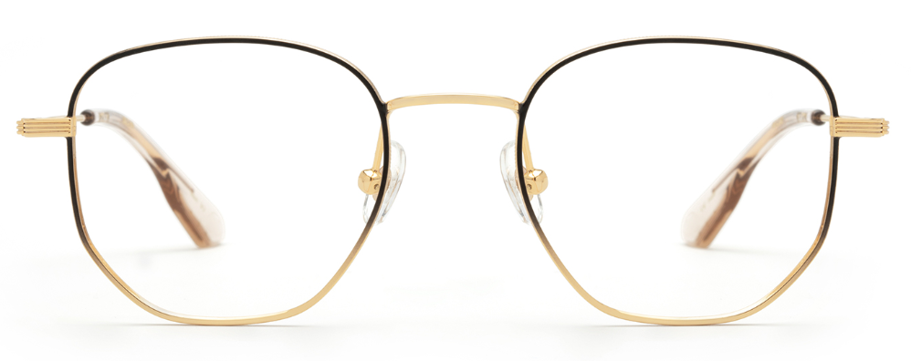 Alexander Daas - Krewe Nelson Eyeglasses - 18k Matte Black Fade + Buff - Front View