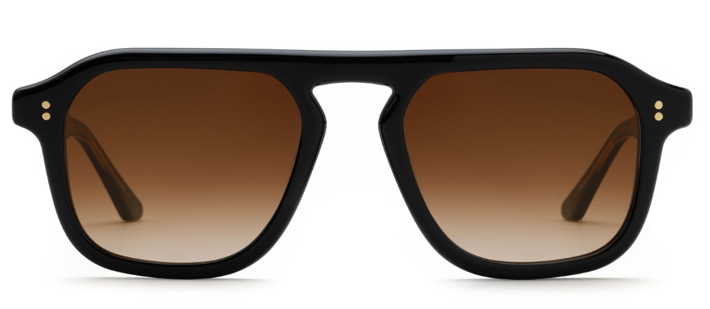 Alexander Daas - Krewe Zander Sunglasses - Black + Black Tea - Amber Gradient - Front View