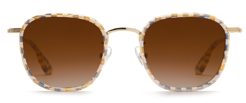 Alexander Daas - Krewe Hyde Sunglasses - 18K Pincheck - Amber Gradient - Front View