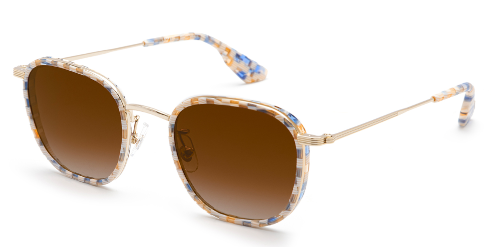 Alexander Daas - Krewe Hyde Sunglasses - 18K Pincheck - Amber Gradient - Side View