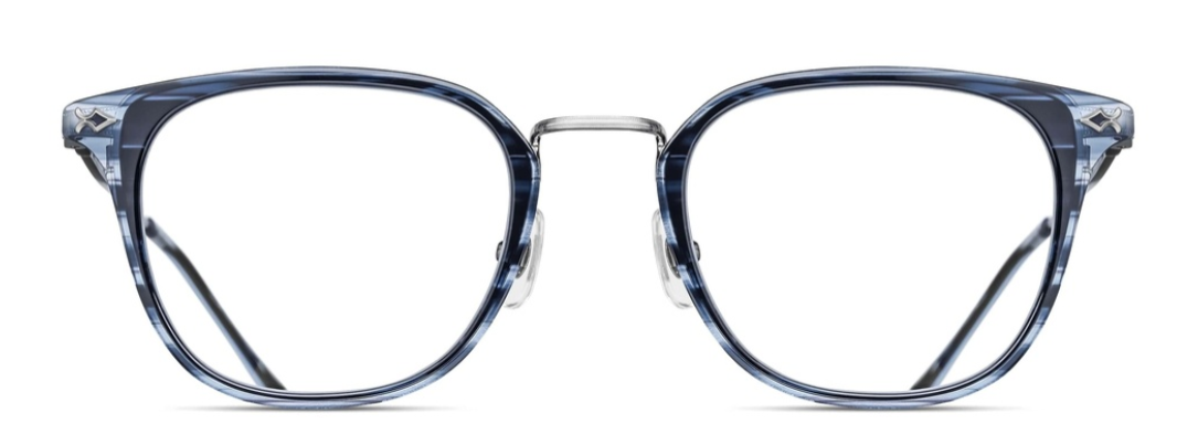 Alexander Dad - Matsuda M3113 Eyeglasses - Brushed Silver Blue Demi - Front View