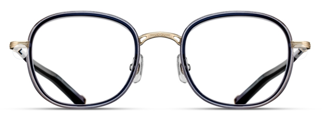 Alexander Daas - Matsuda M3126 Eyeglasses - Brushed Gold Dark Navy Crystal - Front View