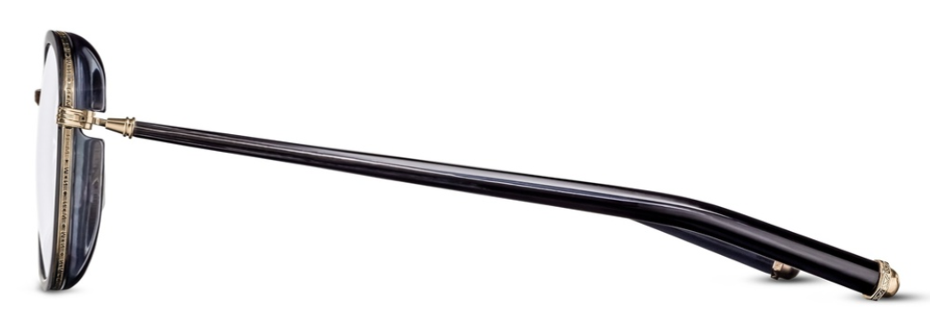 Alexander Daas - Matsuda M3126 Eyeglasses - Brushed Gold Dark Navy Crystal - Side View