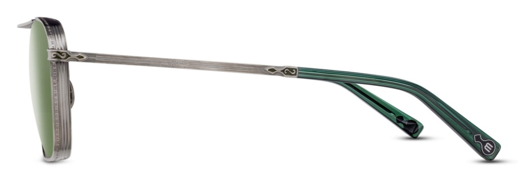 Alexander Daas - Matsuda M3135 Sunglasses - Antique Silver - Sage Green - Side View