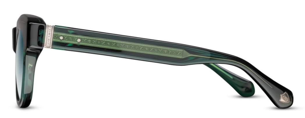 Alexander Daas - Matsuda M1027 Sunglasses - Bottle Green - Blue Gradient Lenses - Side View