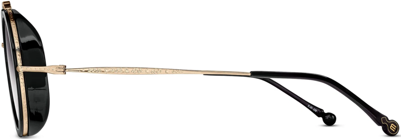 Alexander Daas - Matsuda M3155 Sunglasses - Brushed Gold Black - Grey Gradient - Side View