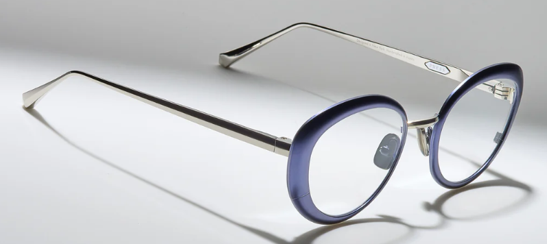 Alexander Daas - Press Bel Air Eyeglasses - ST001 Navy Platinum - Side View