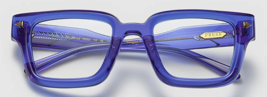 Alexander Daas - Press Hollet Eyeglasses - PU003 Electron Blue Gold - Front View