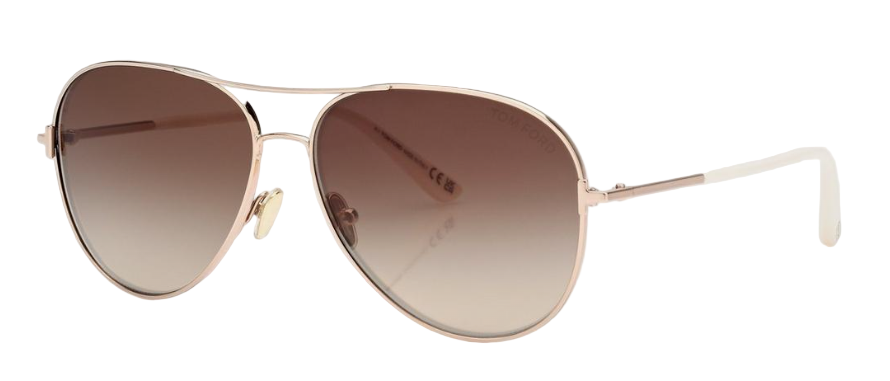 Alexander Daas - Tom Ford Clark FT0823 Sunglasses - 28K Rose Gold White - Brown Gradient - Side View