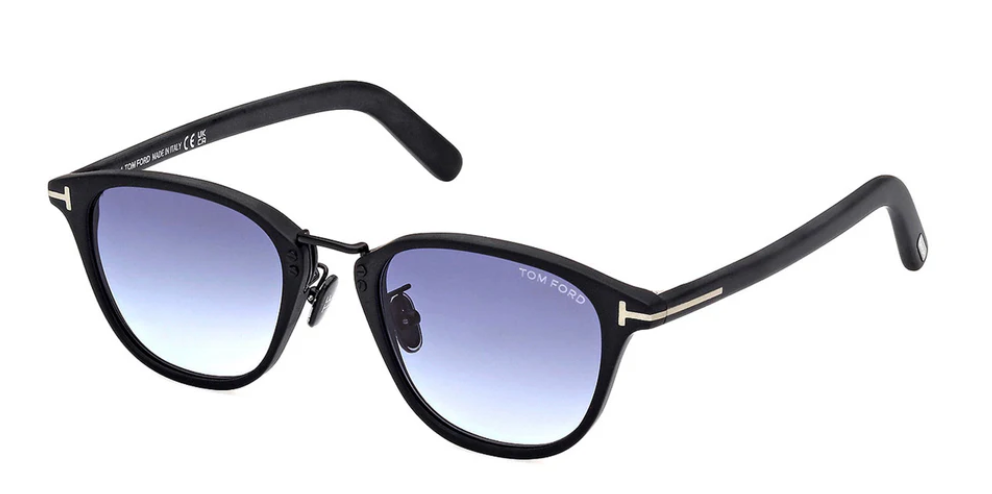 Alexander Daas - Tom Ford FT1049-D Sunglasses - 02W Matte Black-Blue Gradient - Side View