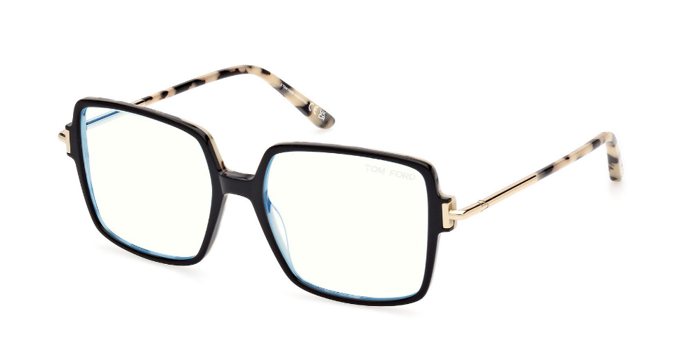 Alexander Daas - Tom Ford FT5915-B Eyeglasses - 005 Shiny Black/Colored Havana - Side View