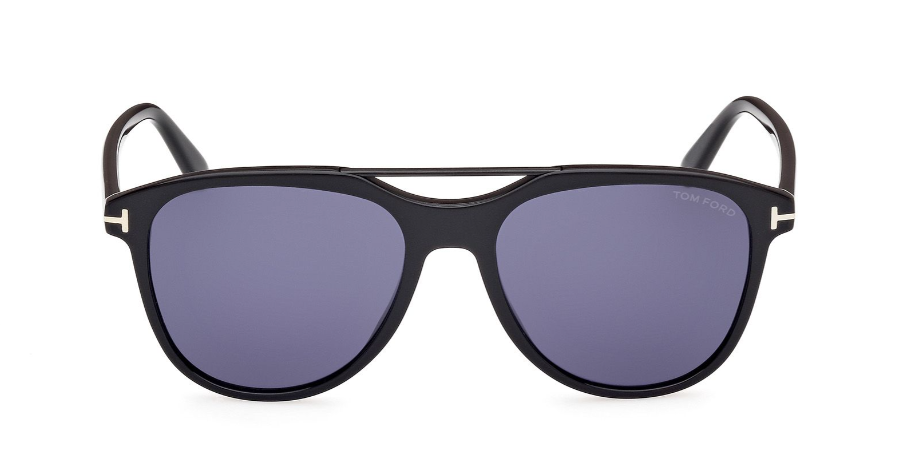 Alexander Daas - Tom Ford Damian FT1098 Sunglasses - 01V Shiny Black-Solid Blue - Front View