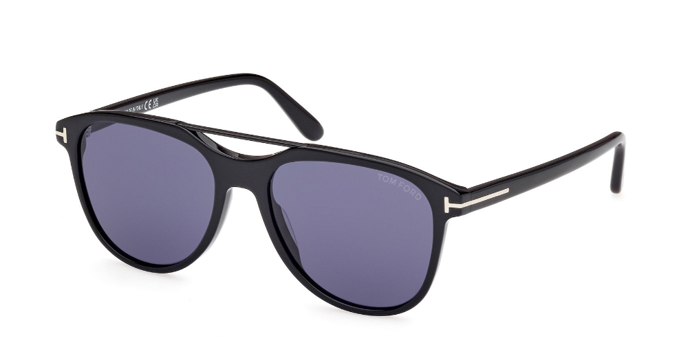 Alexander Daas - Tom Ford Damian FT1098 Sunglasses - 01V Shiny Black-Solid Blue - Side View