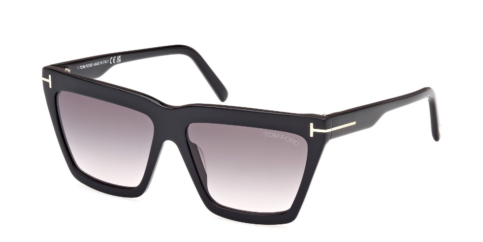 Alexander Daas - Tom Ford Eden FT1110 Sunglasses - 01B Shiny Black-Grey Gradient - Side View