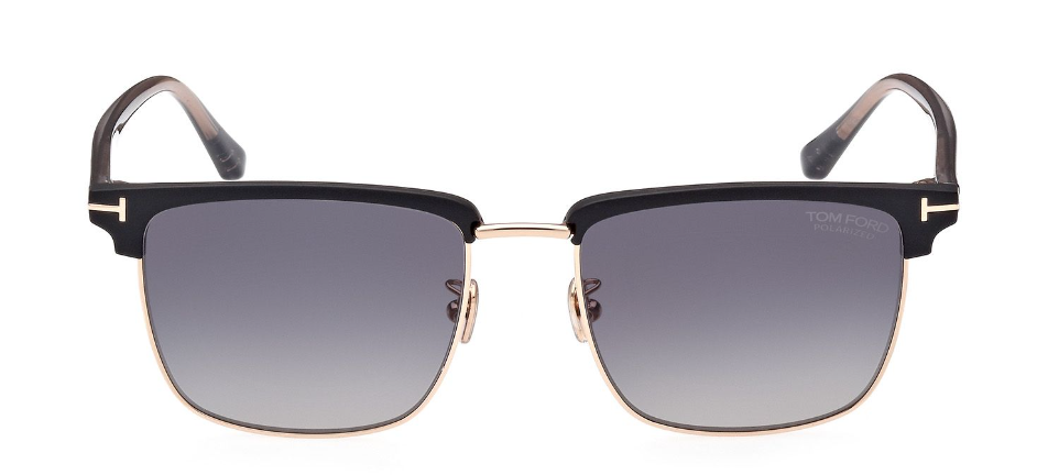 Alexander Daas - Tom Ford FT0997-H Hudson Sunglasses - 02D Matte Black-Rose Gold-Polar Grey Gradient - Front View