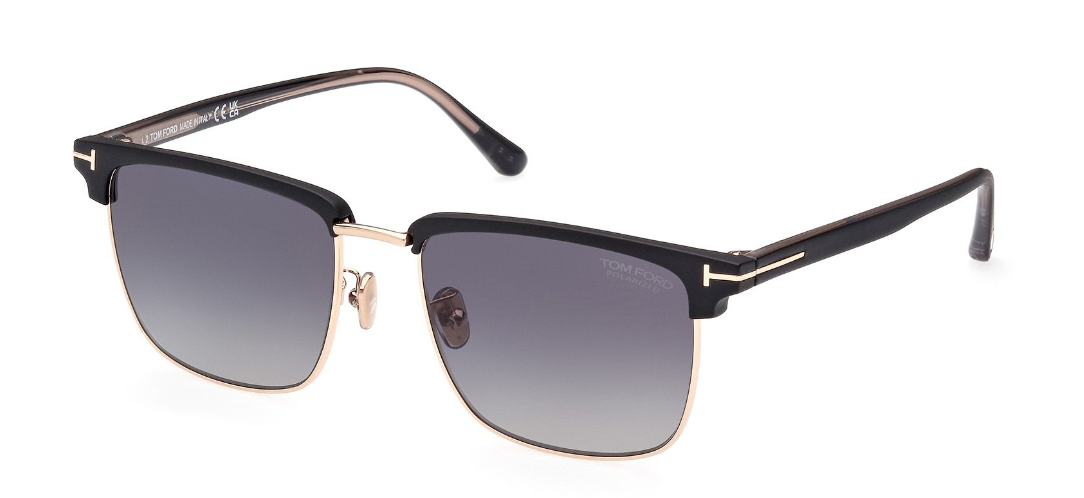 Alexander Daas - Tom Ford FT0997-H Hudson Sunglasses - Matte Black-Rose Gold-Polar Grey Gradient - Side View