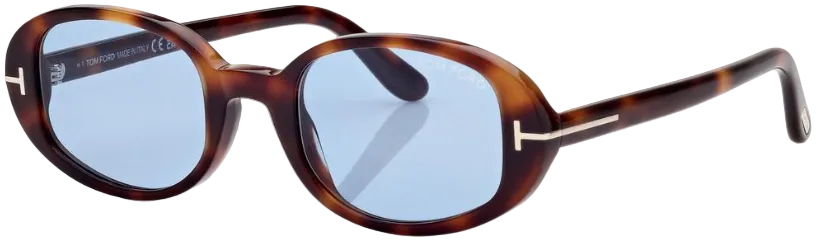 Alexander Daas - Tom Ford Iggy FT1364 Sunglasses - 53V Blonde Havana - Light Blue - Side View
