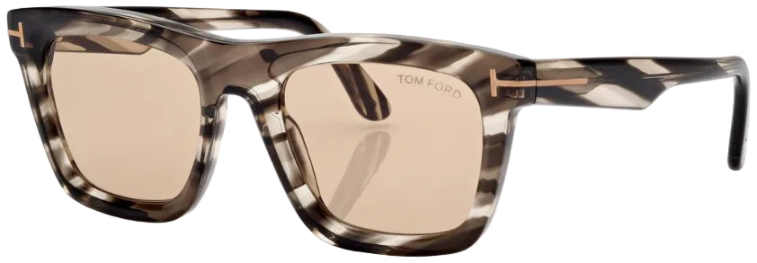 Alexander Daas - Tom Ford Lelio FT1207 Sunglasses - 56E Grey Stripe - Light Brown - Side View