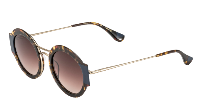 Alexander Daas - Woodys Heidi Sunglasses - 02 Havana Blue - Brown Gradient - Side View