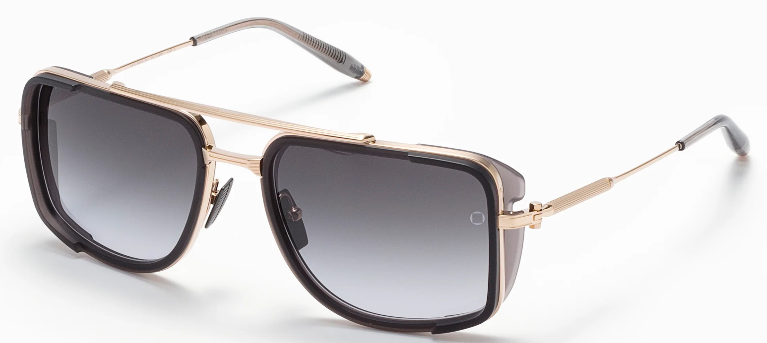 Alexander Daas - Akoni Stargazer 500A Sunglasses - Brushed White Gold & Crystal Grey - Side View