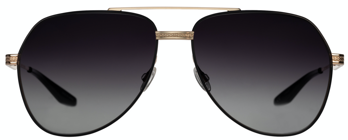 Alexander Daas - Barton Perreira 007 Avtak Sunglasses - Black Satin &amp; Gold - Front View