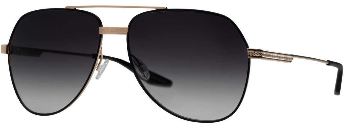Alexander Daas - Barton Perreira 007 Avtak Sunglasses - Black Satin &amp; Gold - Side View