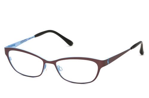 Alexander Daas - Bevel Blue Stem Eyeglasses - Aubergine &amp; Sky Blue - Side View