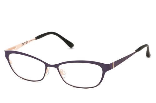 Alexander Daas - Bevel Blue Stem Eyeglasses - Deep Purple & Muddy Cream - Side View