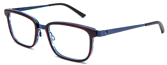 Alexander Daas - Bevel Dobermann Eyeglasses - Merlot &amp; Blue Suade - Side View