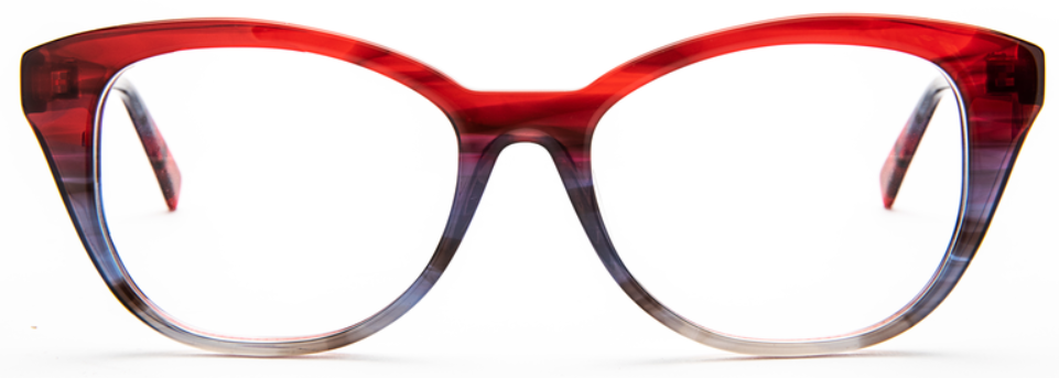 Alexander Daas - Bevel Polly Eyeglasses - Red, Blue &amp; Grey Smoke Gradient - Front View
