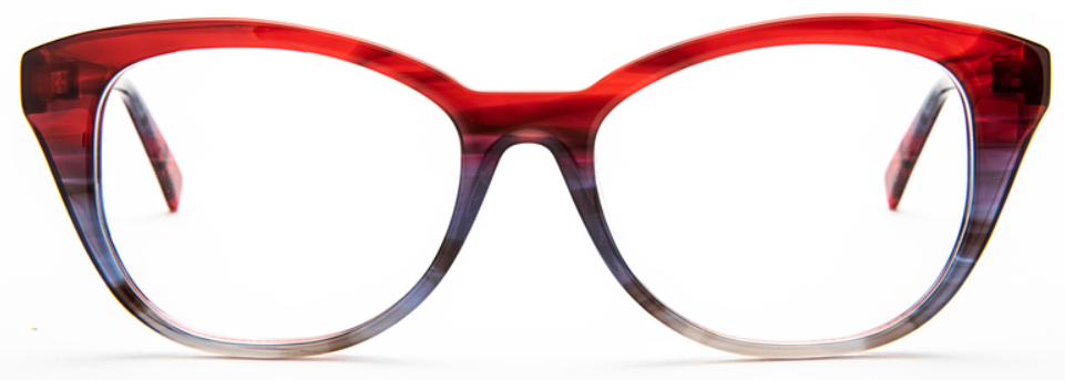 Alexander Daas - Bevel Polly Eyeglasses - Red, Blue & Grey Smoke Gradient - Front View