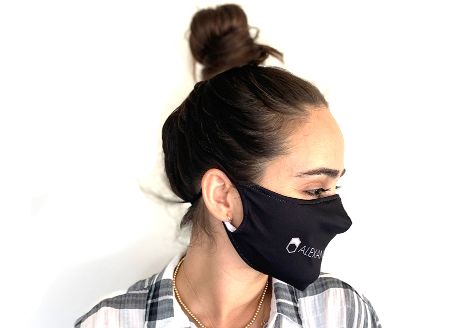 Model wearing Alexander Daas Face Mask