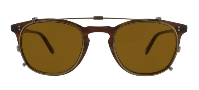 Alexander Daas - Garrett Leight Kinney 5007 Clip-On - Brushed Gold &amp; Brown - Front View