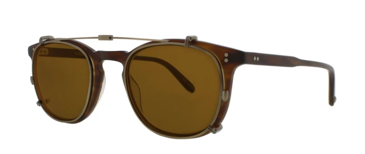 Alexander Daas - Garrett Leight Kinney 5007 Clip-On - Brushed Gold & Brown Lenses - Side View