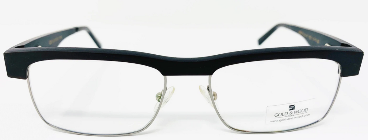 Alexander Daas - Gold &amp; Wood B25 Eyeglasses - Shiny Black - Front View