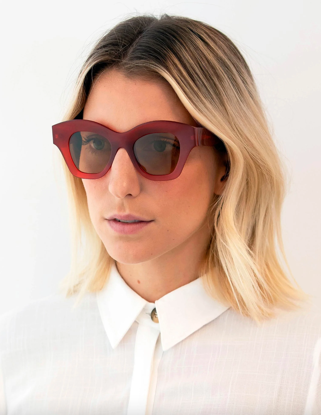 Alexander Daas - Lapima Tessa Sunglasses - Red & Vintage Yellow - On Model
