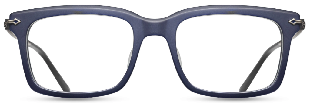 Alexander Daas - Matsuda M2037 Eyeglasses - Matte Navy &amp; Antique Silver - Front View