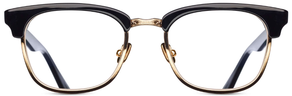 Alexander Daas - Matsuda M2040 Eyeglasses - Black &amp; Brushed Gold - Front View