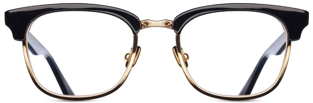 Alexander Daas - Matsuda M2040 Eyeglasses - Black & Brushed Gold - Front View