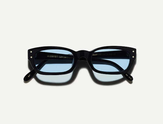 Alexander Daas - Moscot Bissle Sunglasses - Black & Light Blue Tint - Front View