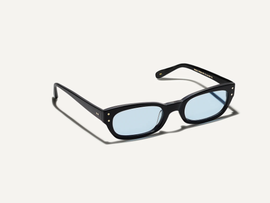 Alexander Daas - Moscot Bissle Sunglasses - Black &amp; Light Blue Tint - Side View