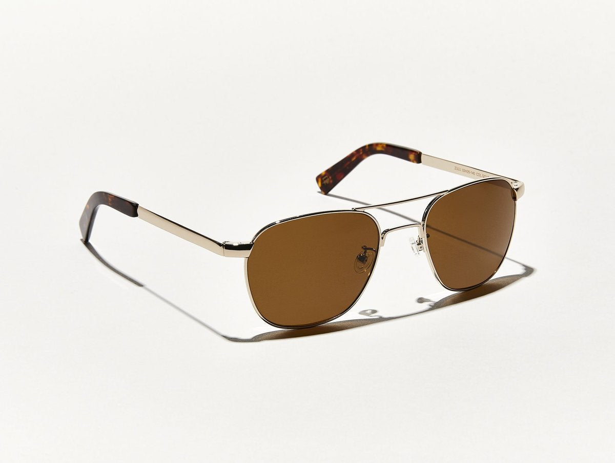 Alexander Daas - Moscot Zulu Sunglasses - Gold &amp; Cosmitan Brown - Side View