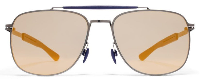 Alexander Daas - Mykita Mylon Elon Sunglasses - Shiny Graphite Navy Blue & Pearly Gold Flash - Front View