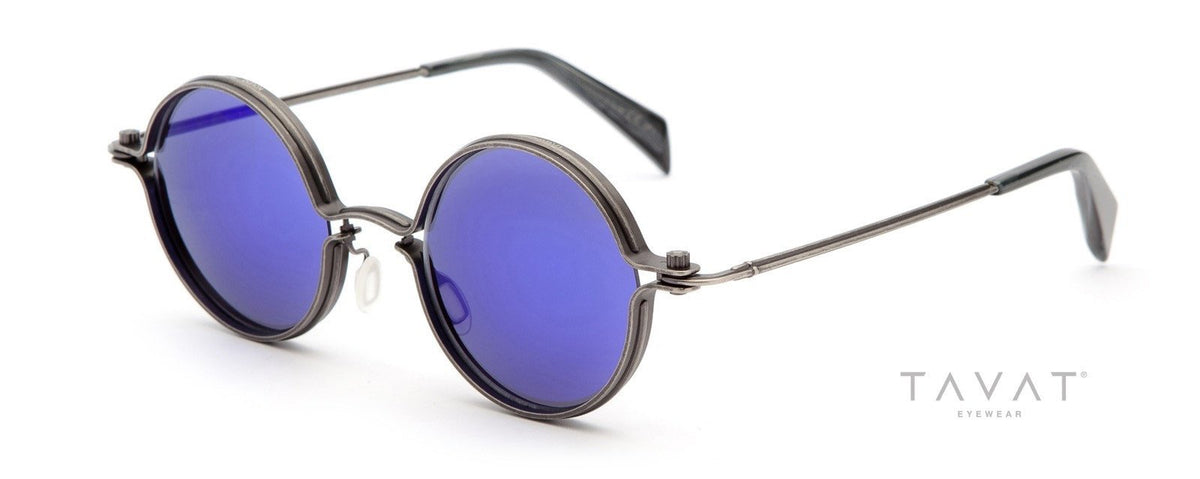 Alexander Daas - Tavat Soupcan Round M SC001 Sunglasses - Light Gun Grey &amp; Air Blue - Side View