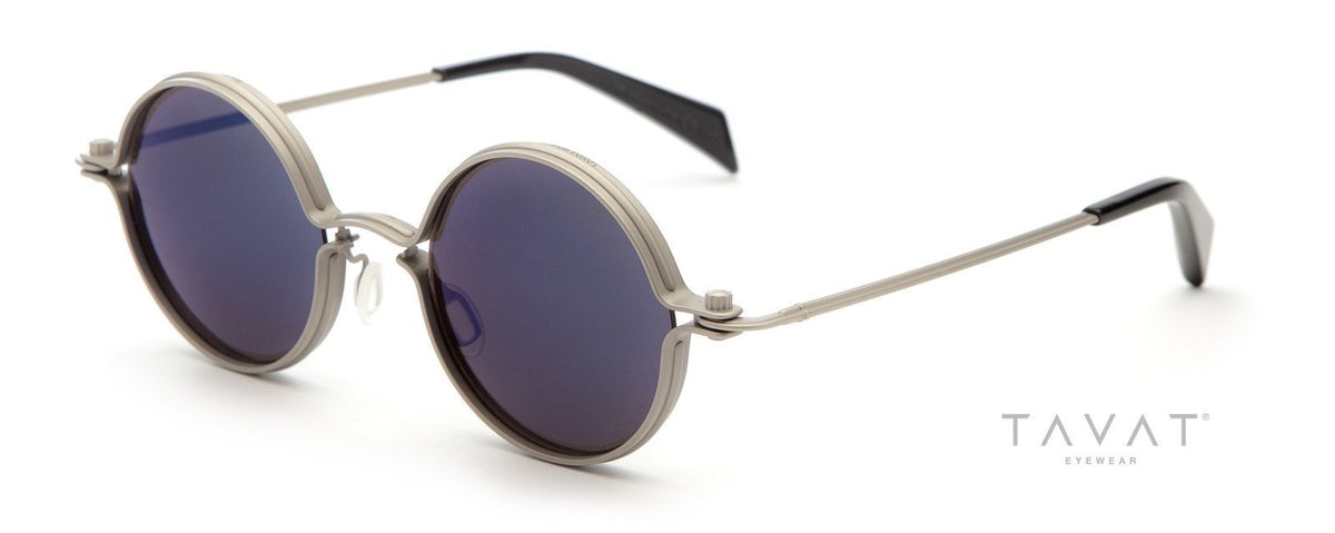Alexander Daas - Tavat Soupcan Round M SC001 Sunglasses - Palladium Grey &amp; Air Blue - Side View